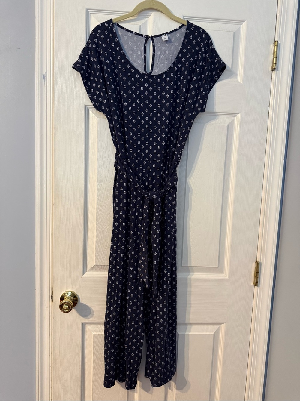 Women’s Old Navy Printed Short-Sleeve Romper with Tie Waist